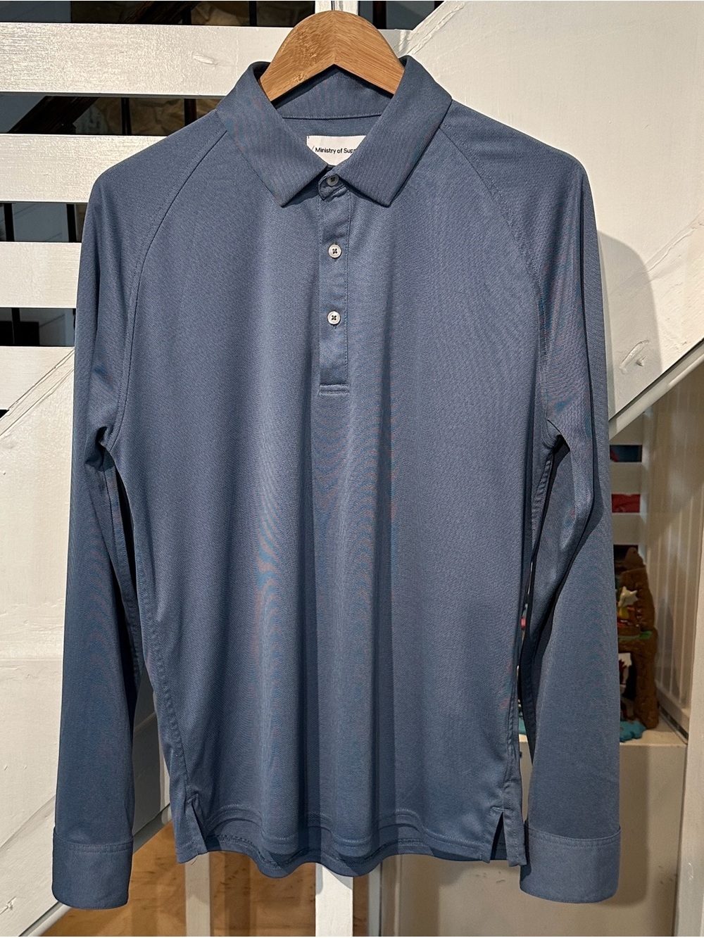 Ministry of Supply Men's Long Sleeve Polo - Slate Blue